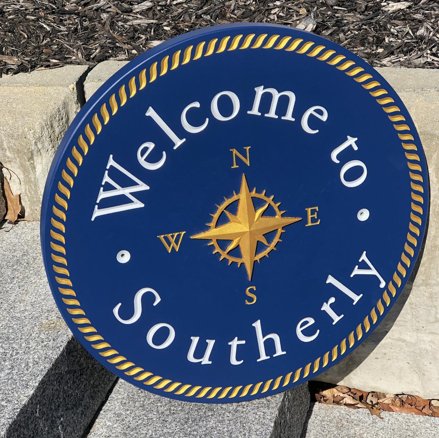 Carved Lake Ocean Front Sign