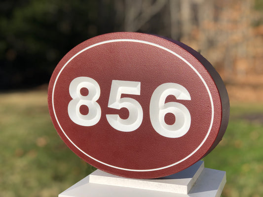 Carved House Address Sign - Oval