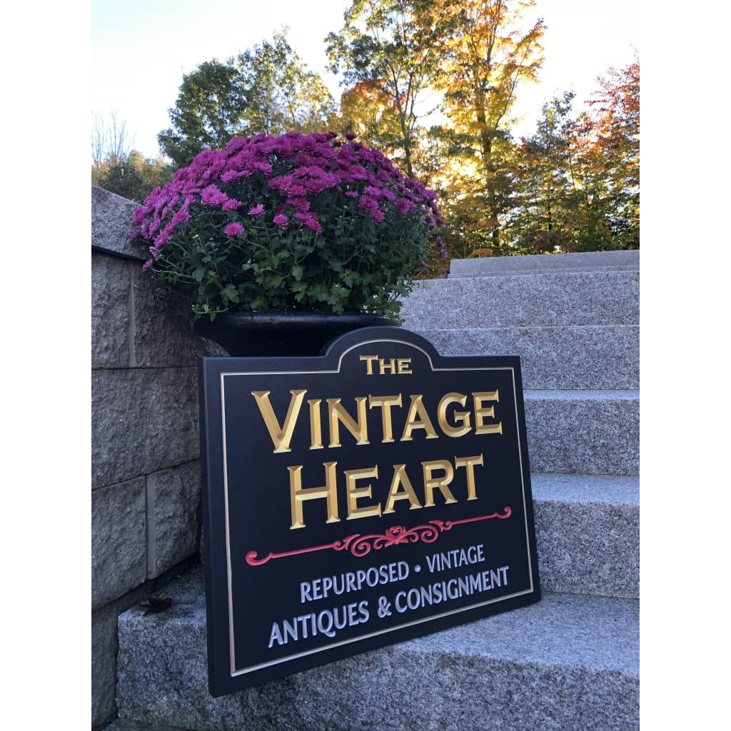Carved Dimensional Sign Vintage Heart Main St Gorham Me