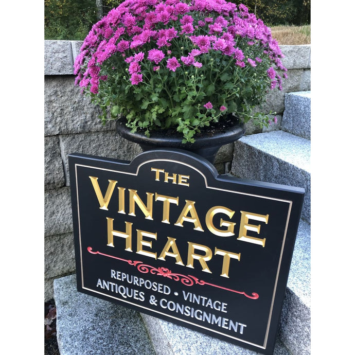 Carved Dimensional Sign Vintage Heart Main St Gorham Me