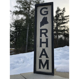 Gorham Maine Vintage Distressed Sign W/state - Vintage Sign