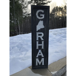Gorham Maine Vintage Distressed Sign W/state - Vintage Sign