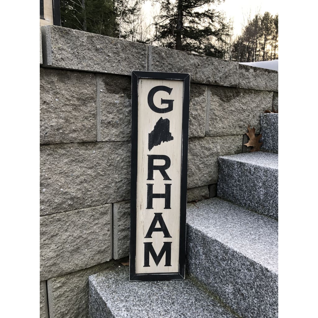 Gorham Maine Vintage Distressed Sign W/state - Vintage Sign